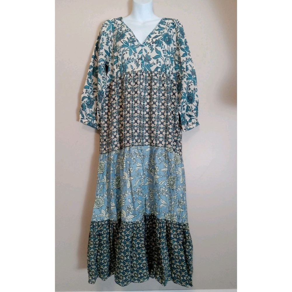 Zara Blue Floral Multi Patch Boho  Cottagecore‎ Dress Size XS